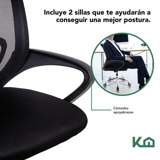 Foto 3 | Foto 3 | Sillas Mesh Oficina KingsHouse KHMESHB color Negro 2 Piezas