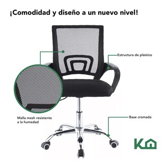 Foto 4 | Foto 4 | Sillas Mesh Oficina KingsHouse KHMESHB color Negro 2 Piezas