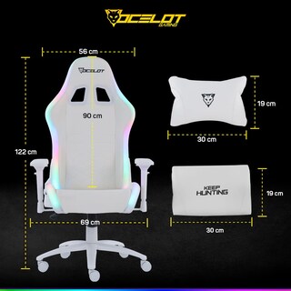 Foto 8 | Foto 8 | Silla Ocelot Gaming ORGB-White Thundra RGB Blanca