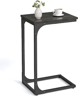 Foto 2 | Foto 2 | Mesa Auxiliar Vasagle En Forma De C De Roble Ebonizado Y Acero Negro 3.5