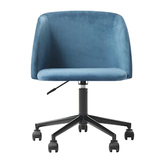 Foto 1 | Foto 1 | Silla De Oficina Giratoria En Terciopelo Azul Con Altura Ajustable Y Asiento Acolchado