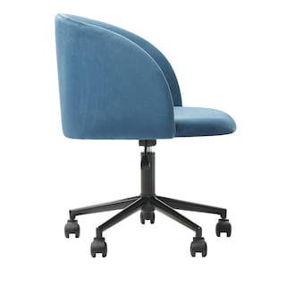 Foto 2 | Foto 2 | Silla De Oficina Giratoria En Terciopelo Azul Con Altura Ajustable Y Asiento Acolchado