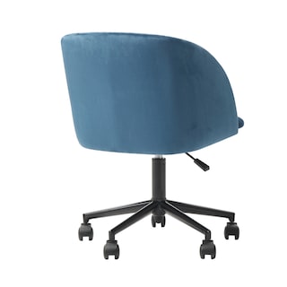 Foto 4 | Foto 4 | Silla De Oficina Giratoria En Terciopelo Azul Con Altura Ajustable Y Asiento Acolchado
