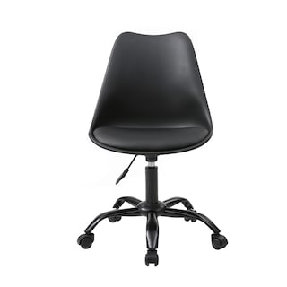 Foto 1 | Foto 1 | Silla De Oficina Giratoria Negra Con Altura Ajustable, Asiento En Vinipiel Y Base De Metal