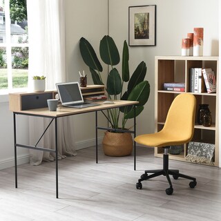 Foto 7 | Foto 7 | Silla De Oficina Giratoria Amarilla Con Altura Ajustable Y Asiento Acolchado En Tela De Lino