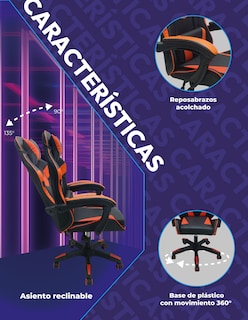 Foto 5 | Foto 5 | Silla Gamer Titanio Ergonómica Sin Reposapiés Raven Rojo