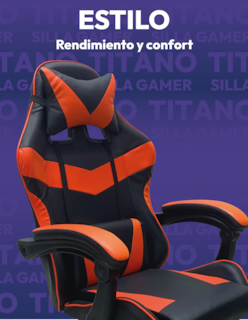 Foto 7 | Foto 7 | Silla Gamer Titanio Ergonómica Sin Reposapiés Raven Rojo