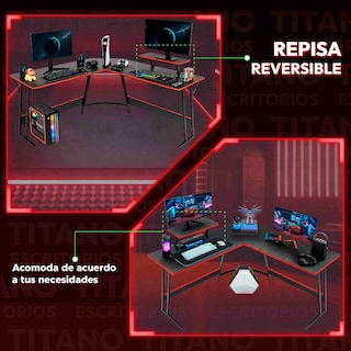 Foto 8 | Foto 8 | Escritorio Gamer En Forma De L Titano Nova Negro