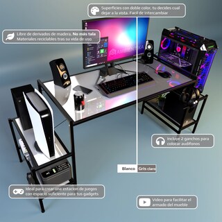 Foto 2 | Foto 2 | Escritorio Gamer Ambientika Modelo N Blanco