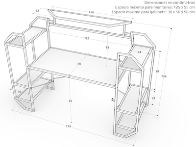 Foto 3 | Foto 3 | Escritorio Gamer Ambientika Modelo H Blanco