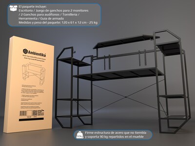 Foto 6 | Foto 6 | Escritorio Gamer Ambientika Modelo H Blanco