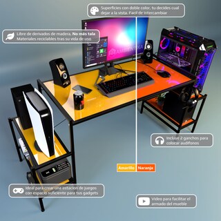 Foto 2 | Foto 2 | Escritorio Gamer Ambientika Modelo N Amarillo