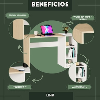 Foto 5 | Foto 5 | Escritorio Link Moru color Roble Y Blanco