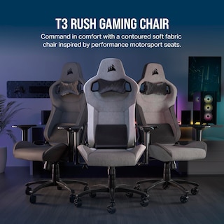 Foto 2 | Foto 2 | Silla Para Videojuegos Corsair T3 Rush Fabric 2023 Con Cojín Cervical Gris - Venta Internacional.