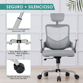 Foto 6 | Foto 6 | Silla De Oficina Furniturer Musie Gris 63 X 72 X 110-122 Cm