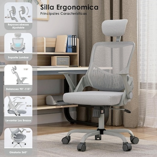 Foto 7 | Foto 7 | Silla De Oficina Furniturer Musie Gris 63 X 72 X 110-122 Cm