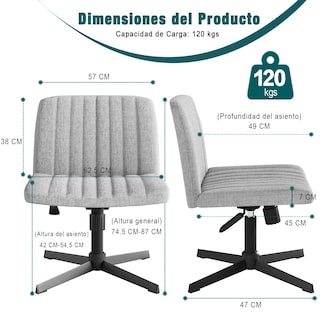 Foto 3 | Foto 3 | Silla De Oficina Furniturer Alintoner Gris 57 X 49 X 74.5 87 Cm