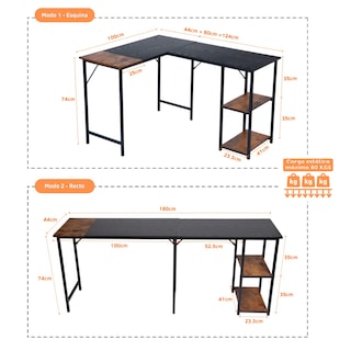 Foto 4 | Foto 4 | Escritorio Para Computadora En Forma De L 168cm Gomyhome