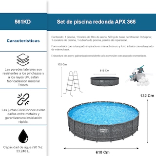 Foto 2 | Foto 2 | Alberca Estructural Bestway Apx 365 Redonda 6.10 X 1.32 Mts