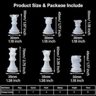 Foto 3 | Foto 3 | Juego De Moldes De Ajedrez Endoto Resin, 16 Piezas Con Tablero De Ajedrez - Venta Internacional.
