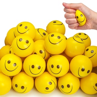 Foto 1 | Foto 1 | Cara Sonriente Stress Balls Lovestown, 40 Unidades, Color Amarillo, 5 Cm - Venta Internacional.