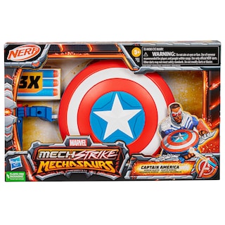 Foto 2 | Foto 2 | Nerf Blaster Marvel Mech Strike Mecasaurs Capitán América - Venta Internacional.