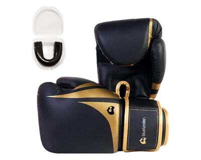 Foto 1 | Foto 1 | Guantes de Boxeo Bluelander de 14 OZ color Negro Protector Bucal Incluido Correa de Velcro Unisex