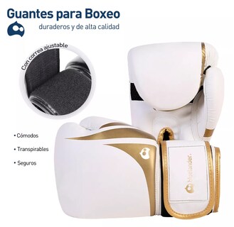 Foto 2 | Foto 2 | Guantes De Box Entrenamiento Kickboxing Adulto Velcro 8-12oz Blanco/dorado