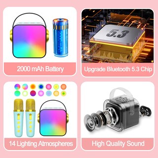 Foto 3 | Foto 3 | Máquina De Karaoke Unih Mini Con 2 Micrófonos Inalámbricos Bluetooth - Venta Internacional.