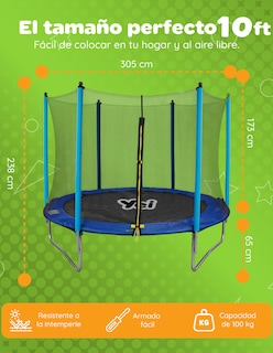 Foto 4 | Foto 4 | Trampolín Brincolín YEI Infantil Grande 10ft Con Red de Seguridad Para Niños