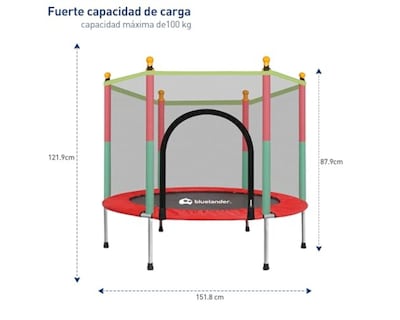 Foto 3 | Foto 3 | Bluelander Trampolín Brincolin Para Niños, Niñas, Red Seguridad, Resortes Reforzados, Barras Acolchadas, Trampolín Infantil