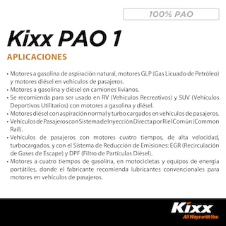 Foto 3 | Foto 3 | Aceite De Motor Sintético Kixx Pao 1 Sn 0w-40, 4l