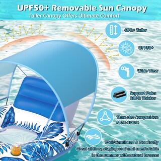 Foto 4 | Foto 4 | Flotador Inflable Jasonwell Azul para Piscina con Toldo para Adultos - Venta Internacional