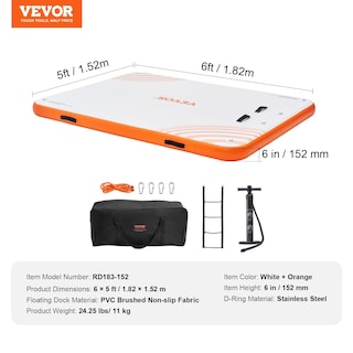 Foto 7 | Foto 7 | Muelle Flotante Inflable Vevor De 6 X 5 Pies Con Bolsa De Transporte Y Escalera - Venta Internacional.