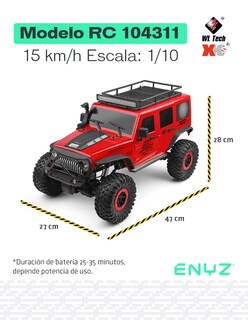 Foto 4 | Foto 4 | Camioneta a Control Remoto Enyz Jeep RC Rojo 4x4 15 km/h