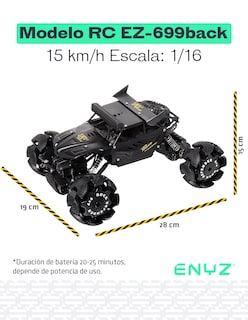 Foto 4 | Foto 4 | Carro a Control Remoto Llanta Expandible Rc de Metal 4x4 10 Km/h Enyz