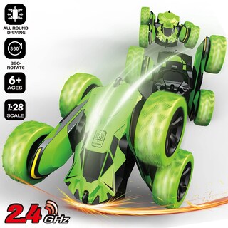 Foto 5 | Foto 5 | Venta Internacional - Control Remoto Rc Stunt Cars Threeking De Doble Cara, Color Verde