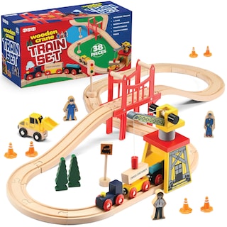 Foto 1 | Foto 1 | Juego de Trenes de Madera Play22 de 38 Piezas para Niños - Venta Internacional