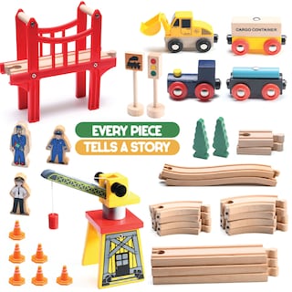 Foto 2 | Foto 2 | Juego de Trenes de Madera Play22 de 38 Piezas para Niños - Venta Internacional