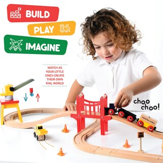 Foto 3 | Foto 3 | Juego de Trenes de Madera Play22 de 38 Piezas para Niños - Venta Internacional