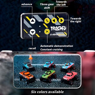 Foto 7 | Foto 7 | Rc Monster Truck Flashstar Mini A Escala 1:64 Con Luces Verdes - Venta Internacional.