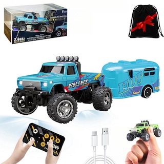 Foto 1 | Foto 1 | Mini Monster Truck Rc A Escala 1/64 Con Mando A Distancia Para Luces, Color Azul - Venta Internacional.