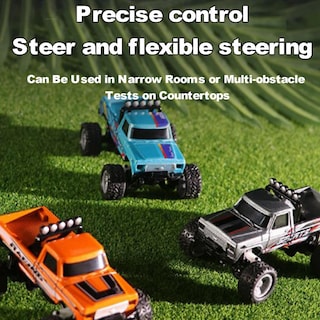 Foto 7 | Foto 7 | Mini Monster Truck Rc A Escala 1/64 Con Mando A Distancia Para Luces, Color Azul - Venta Internacional.