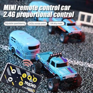 Foto 7 | Foto 7 | Rc Monster Truck Mini A Escala 1:64 Con Mando A Distancia Para Remolque - Venta Internacional.