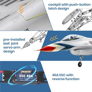 Foto 6 | Foto 6 | Avión Teledirigido Fms F16 Fighting Falcon 64 Mm Edf Jet Pnp 6ch - Venta Internacional.