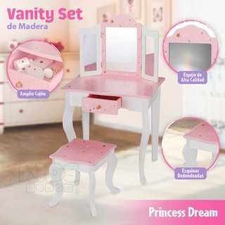 Foto 2 | Foto 2 | Kids House Princess Dream, Tocador De Juguete Con 3 Espejos, Salón De Belleza Para Niñas, Vanity Set, Incluye Banco Y Accesorios