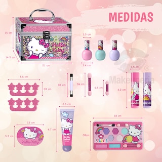 Foto 2 | Foto 2 | Makeuperia Estuche De Maquillaje Infantil Con Diseño Hello Kitty Maletín Metálico Sombras Brillos