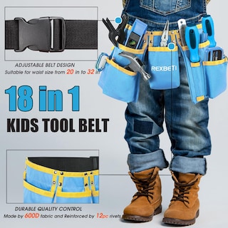 Foto 3 | Foto 3 | Juego De Herramientas Rexbeti Young Builder's De 18 Piezas Con Cinturón De Herramientas Para Niños, Azul - Venta Internacional.