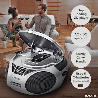 Foto 3 | Foto 3 | Boombox Portátil Craig Cd6925 Con Bluetooth De Carga Superior, Color Plateado - Venta Internacional.