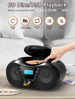 Foto 6 | Foto 6 | Reproductor De Cd Portátil Boombox Con Bluetooth, Radio Fm Y Aux - Venta Internacional.